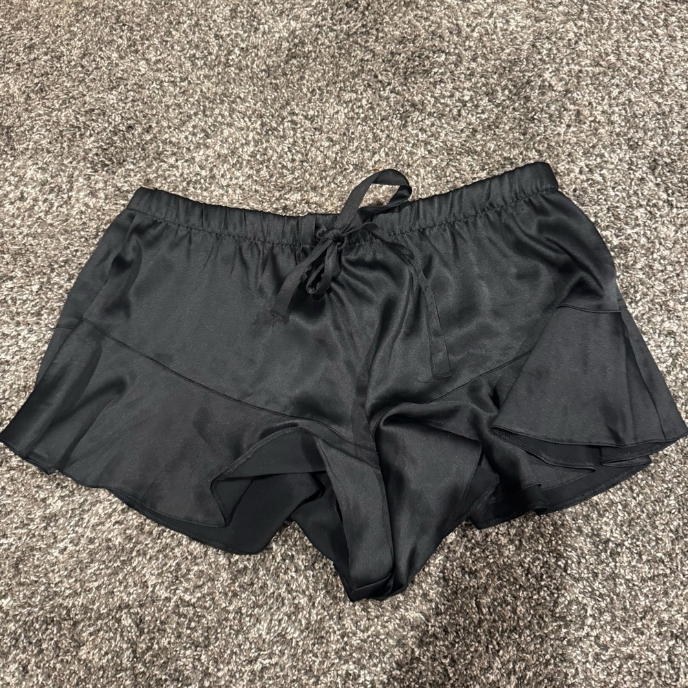 Black Satin Pajama Bottoms